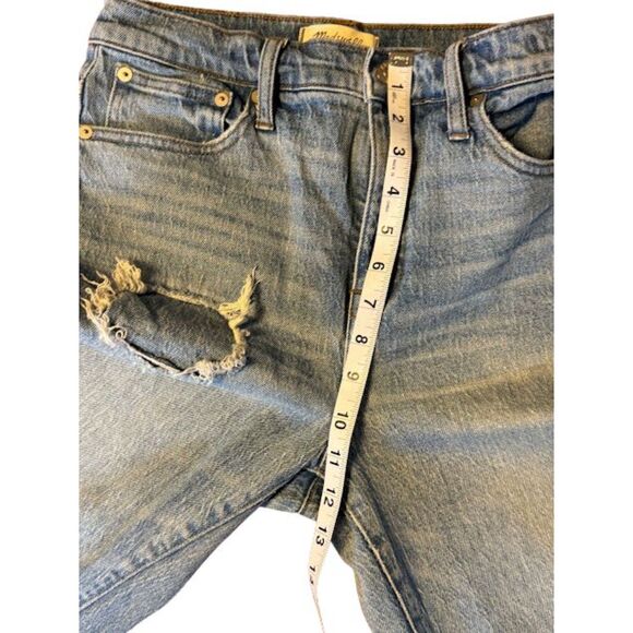 Madewell euc distressed denim jeans size 26 patched frayed inseam straight leg - Picture 5 of 10